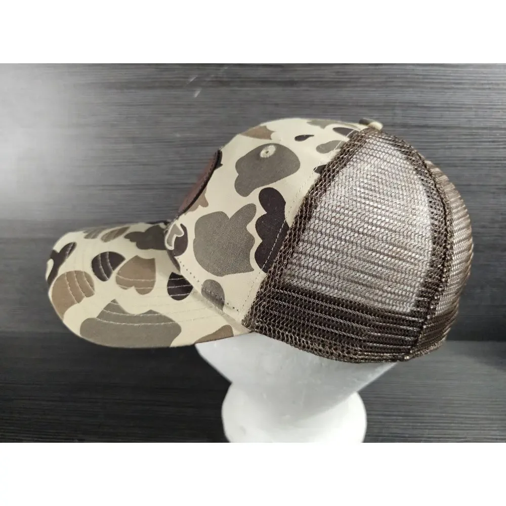 Vortex Duck Camo Leather Patch Baseball Cap Mesh Trucker Snapback
